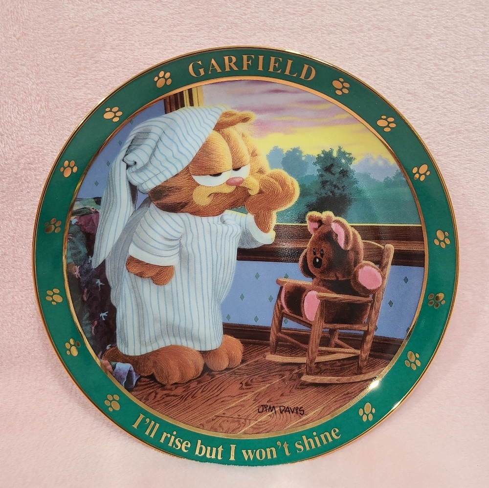 Garfield Breakfast I'll Rise But I Won't Shine decorative plate no D8723